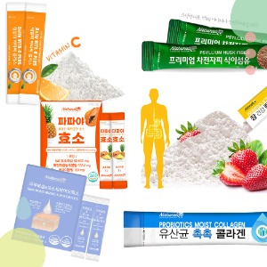 네추럴라이즈 유산균 콜라겐 차전자피 식이섬유 30포 모음 분말 파우더