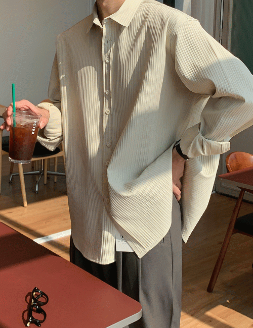 로버티 엠보 오버핏 셔츠 (3color)