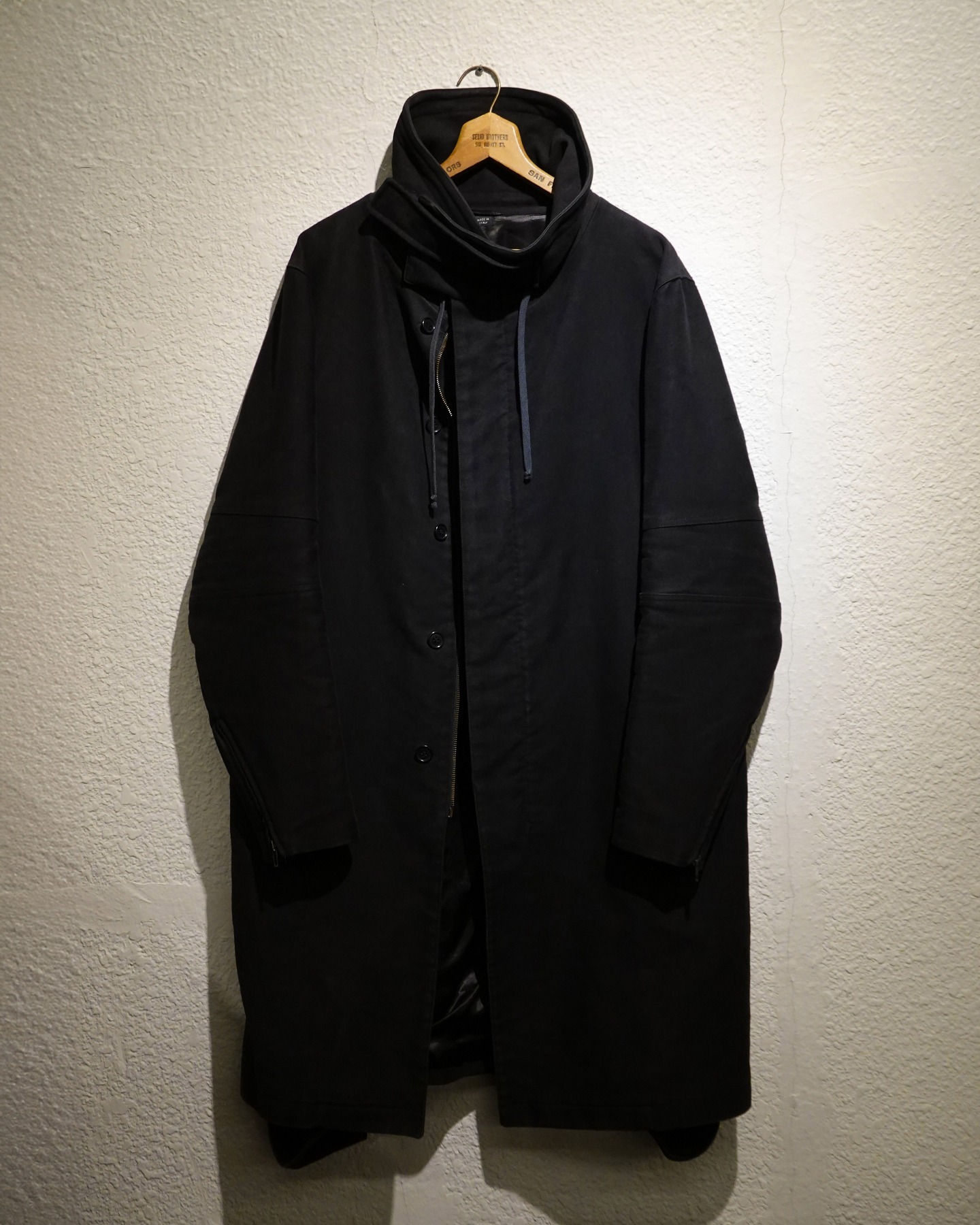 Helmut Lang Astro Moto Biker Coat (Black Moleskin)