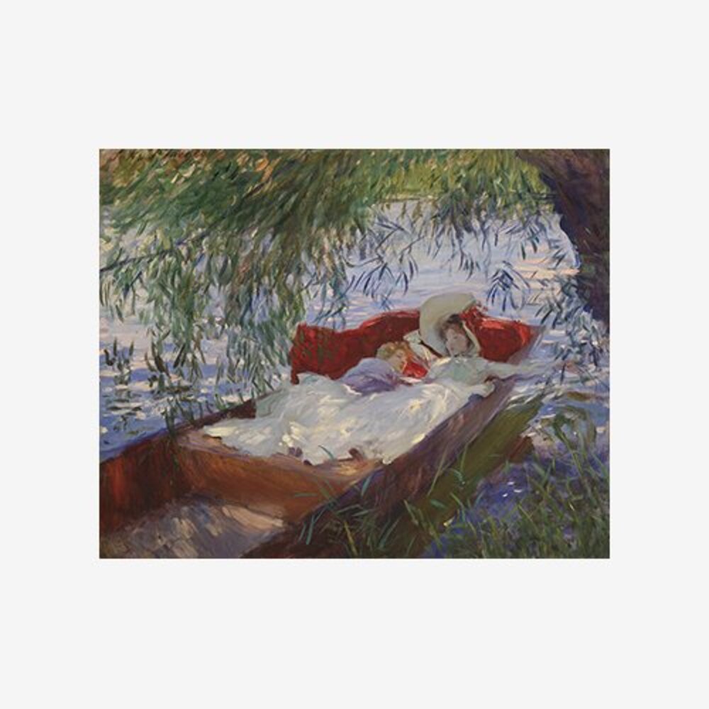 Lady and Child Asleep in a Punt under the Willows