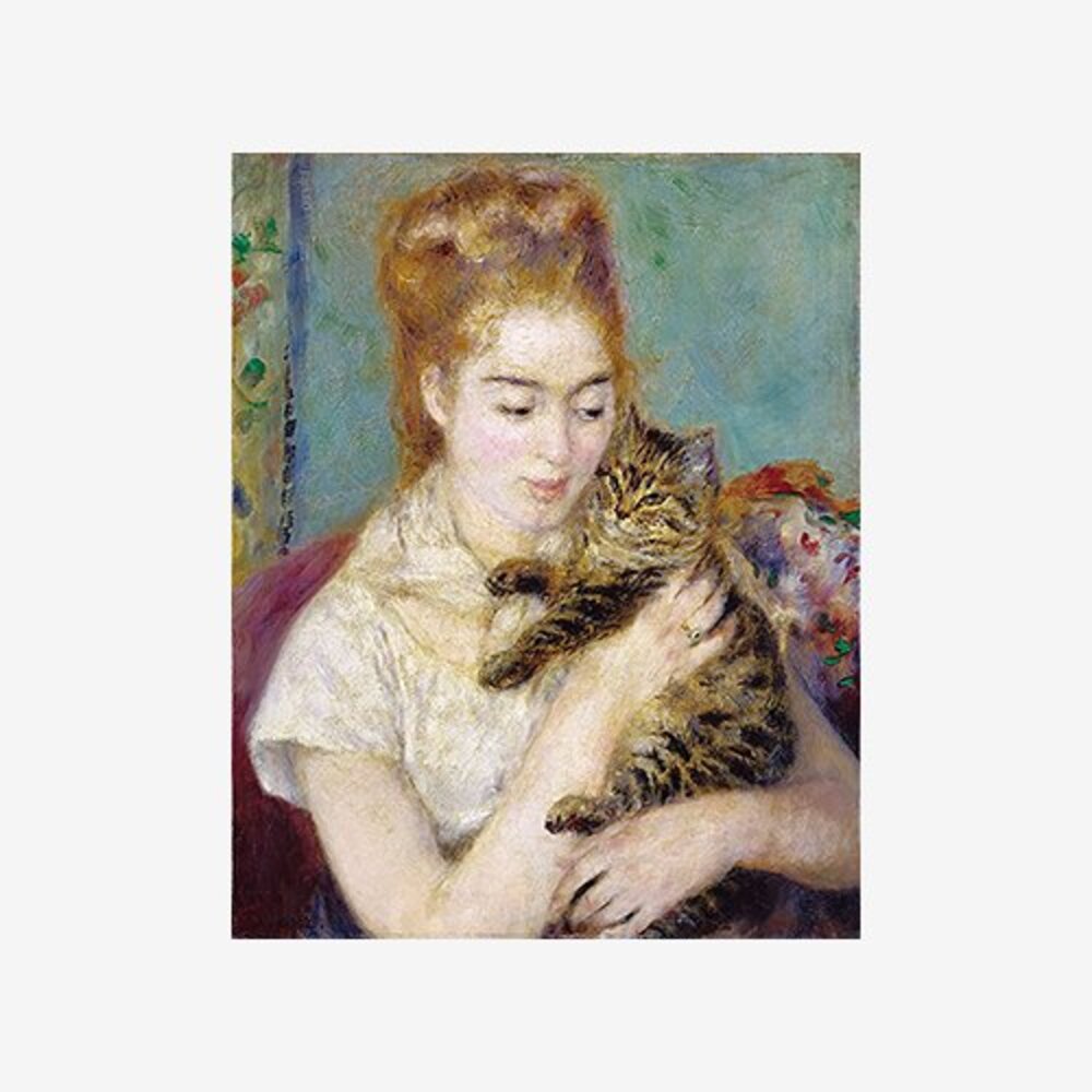 A woman with a cat