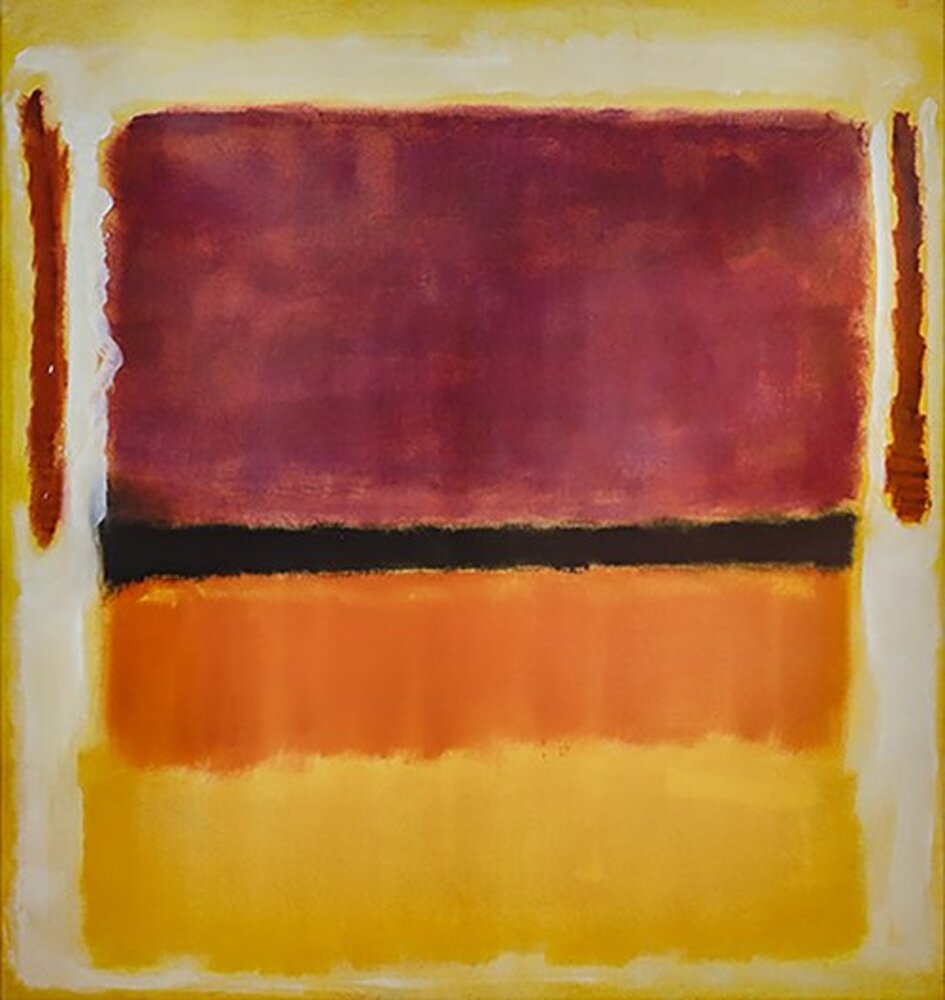 Untitled (Violet, Black, Orange, Yellow on White and Red), 1949
