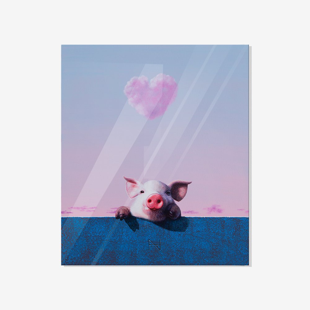 [액자포함] Olivia over the wall(Pink heart cloud, Blue wall)