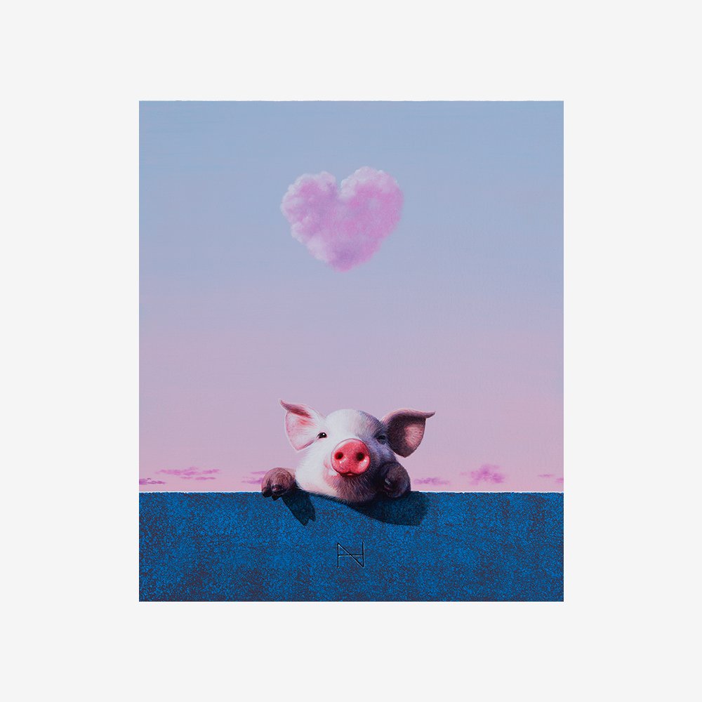 Olivia over the wall(Pink heart cloud, Blue wall)