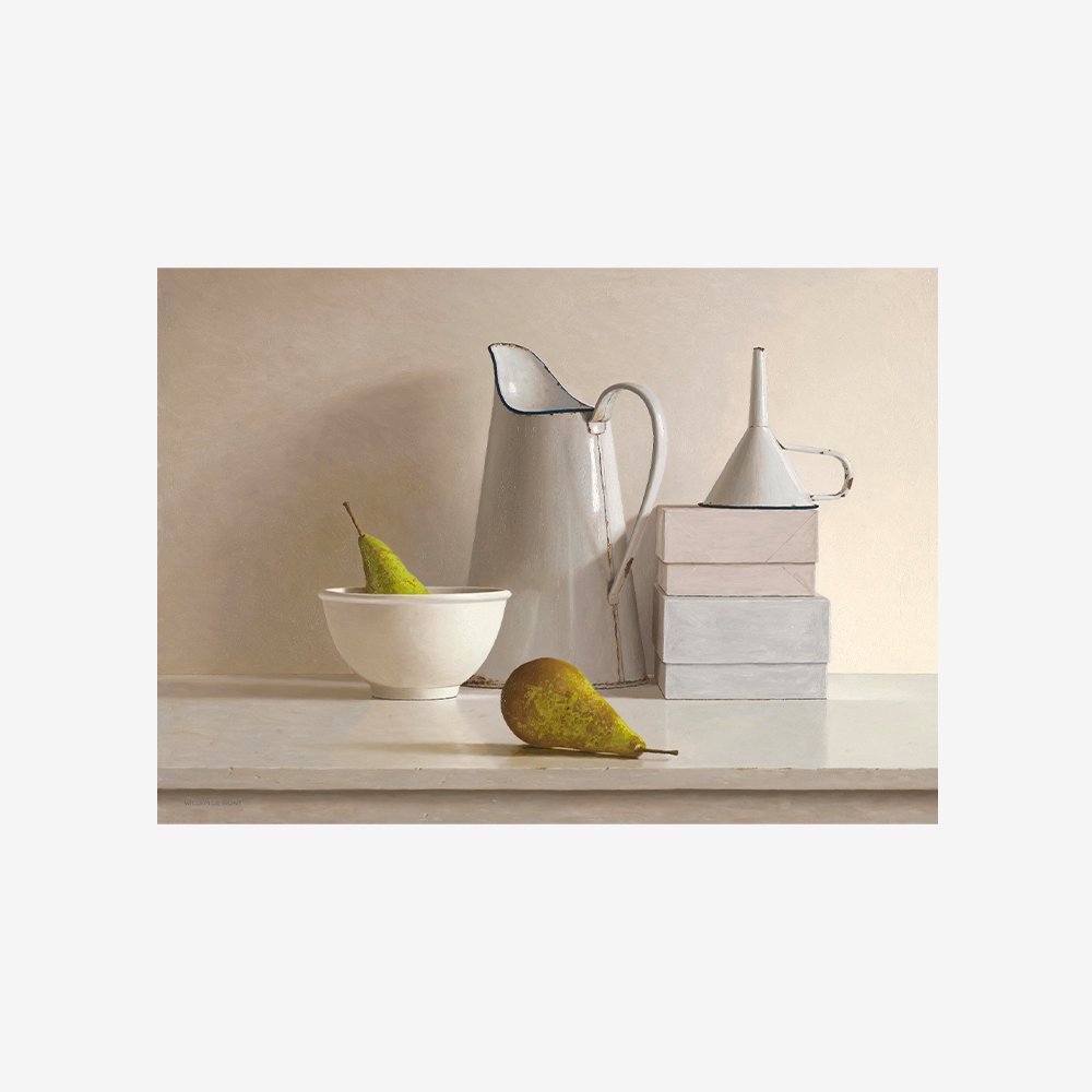 2 pears-2 boxes-jug-bowl and funnel