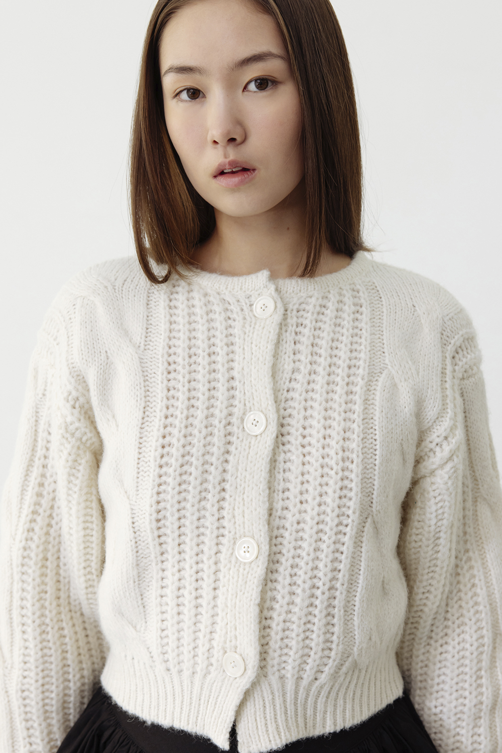 ROUND TWISTED CABLE CARDIGAN_TT4S304IV