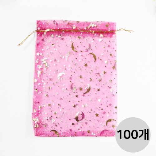 노리프렌즈 만들기재료 - [벌크포장]망사주머니[스팡클진분홍] 100개 1봉