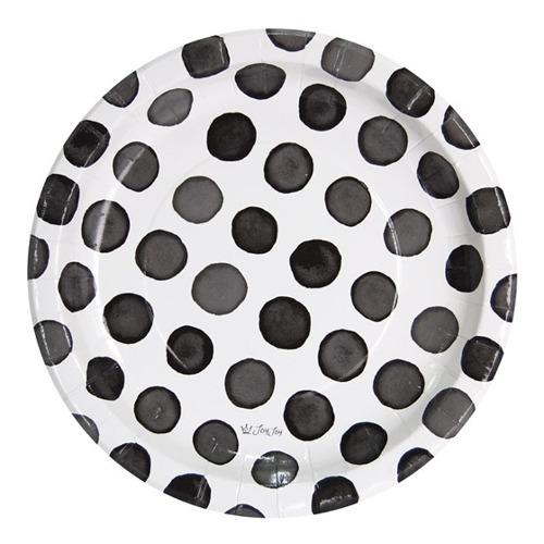 노리프렌즈 만들기재료 - 수채화도트 접시 블랙9&quot; 6개입 2봉