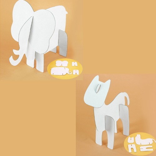 노리프렌즈 만들기재료 - 종이동물DIY[코끼리 강아지] 혼합 10개