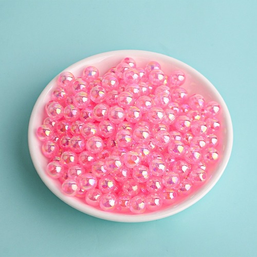 노리프렌즈 만들기재료 - 레인보우 오로라구슬 핑크 6~12mm약100g