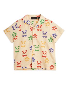 [MINIRODINI] Panda woven ss shirt /Beige [116/122]