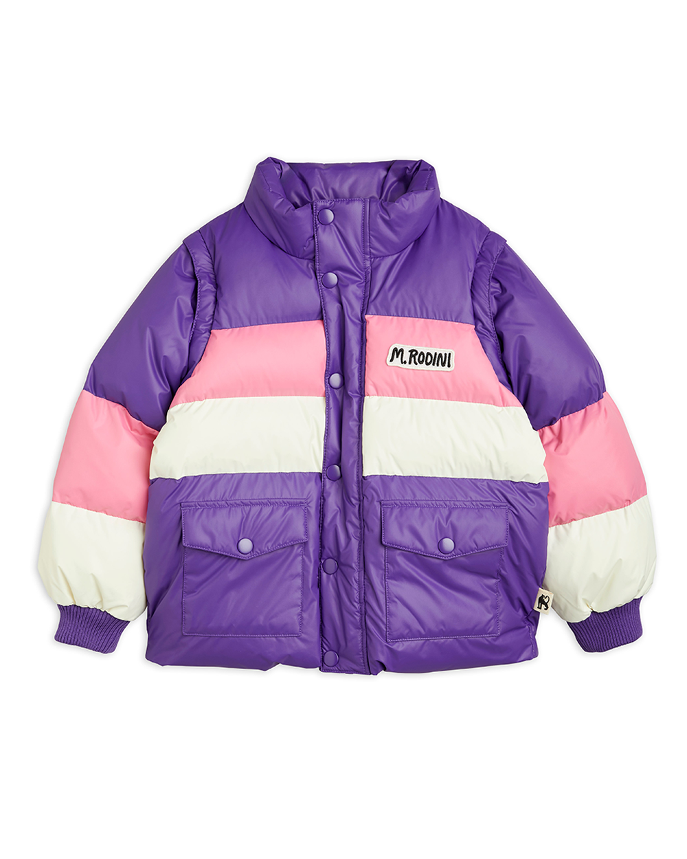 [MINIRODINI] ZIP SLEEVE PUFFER JACKET / PURPLE [104/110]