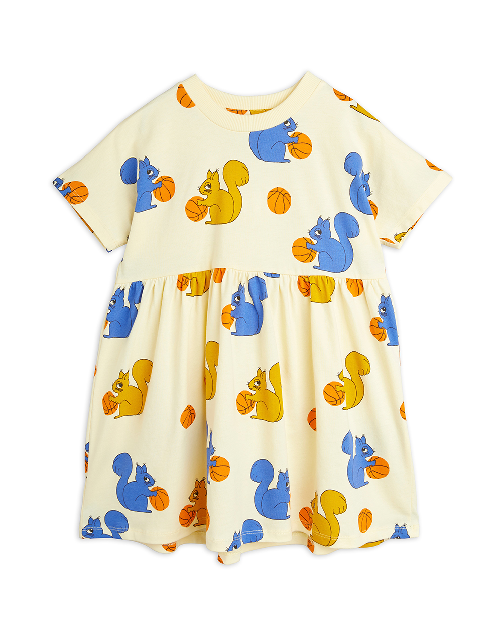 [MINIRODINI] Squirrels aop ss dress rib neck [80/86, 116/122, 140/146]