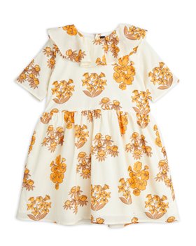 [MINIRODINI] Flowers woven ss dress /Beige [92/98]