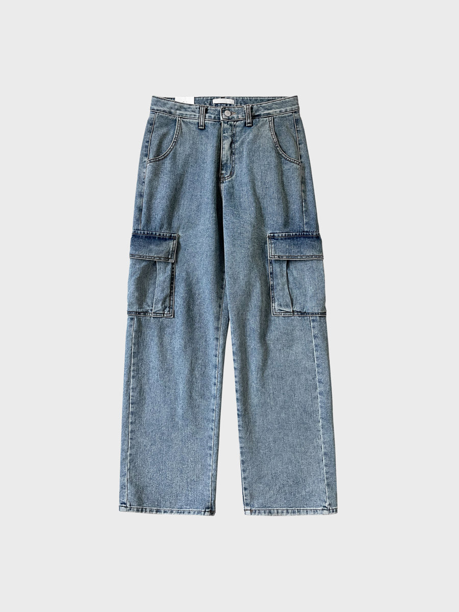 [유루이추천] Tedy cargo wide denim (1color)