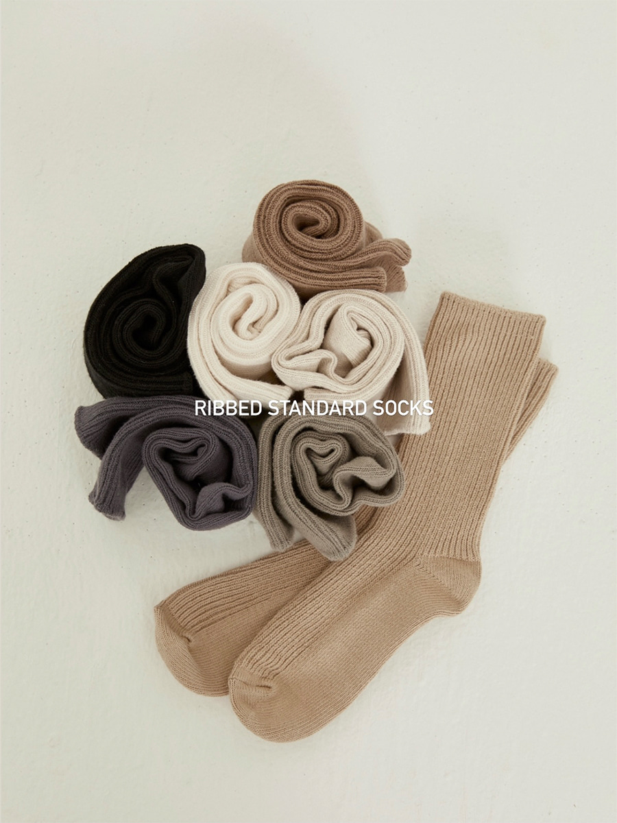 Ribbed standard socks (7color)