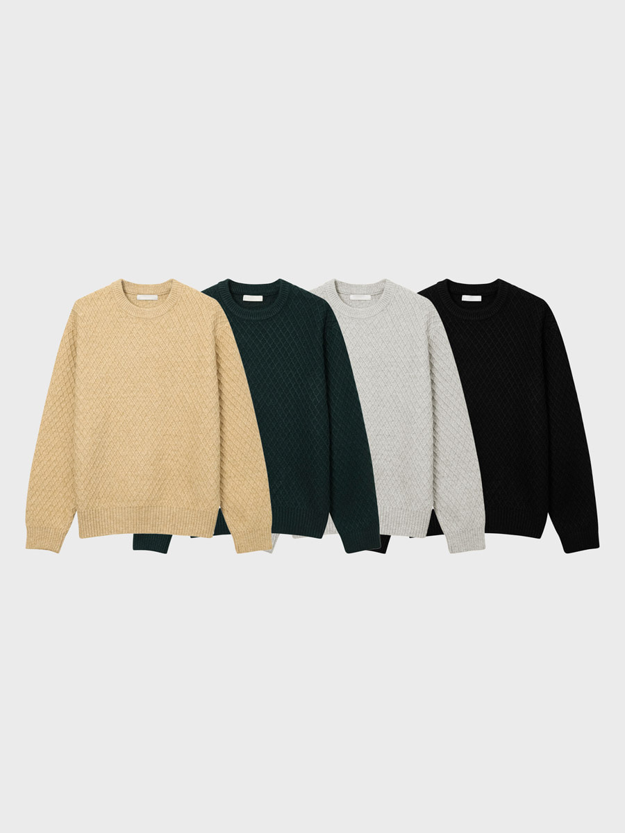 [Wool] Bacle waffle round knit (4color)