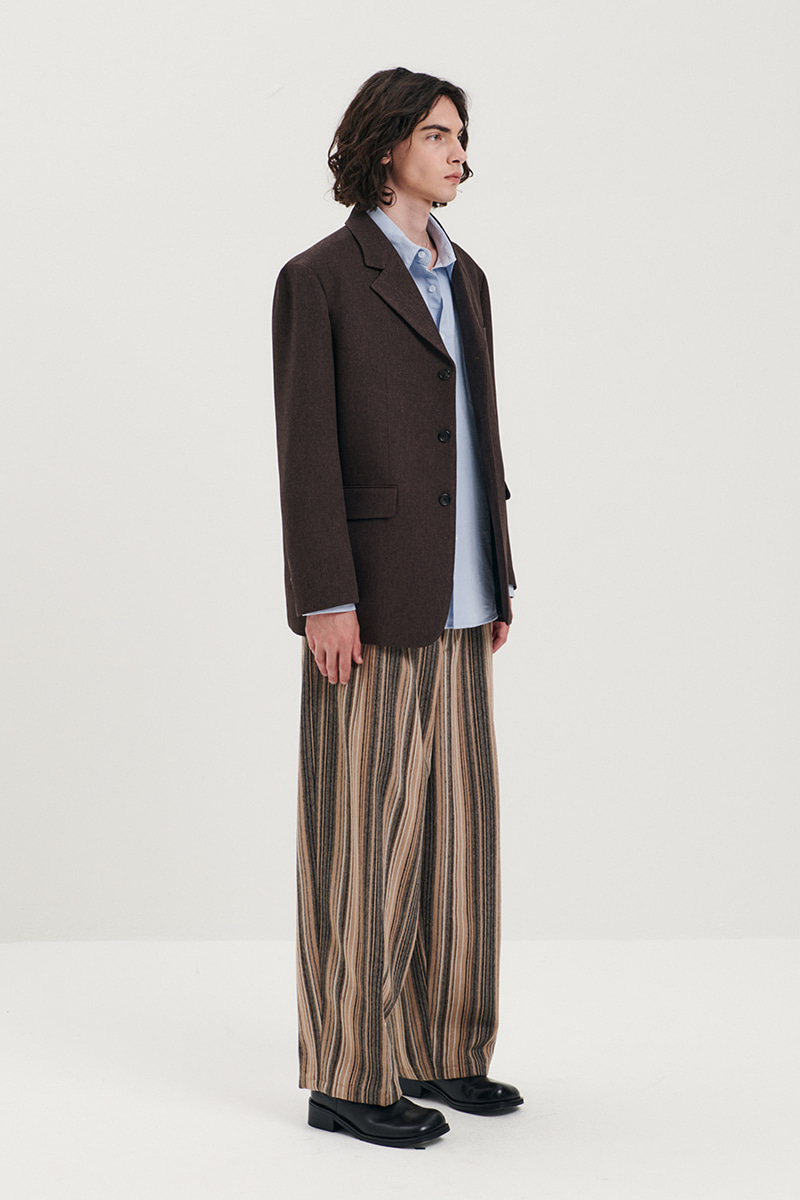[Yue] Wool stripe two tuck pants