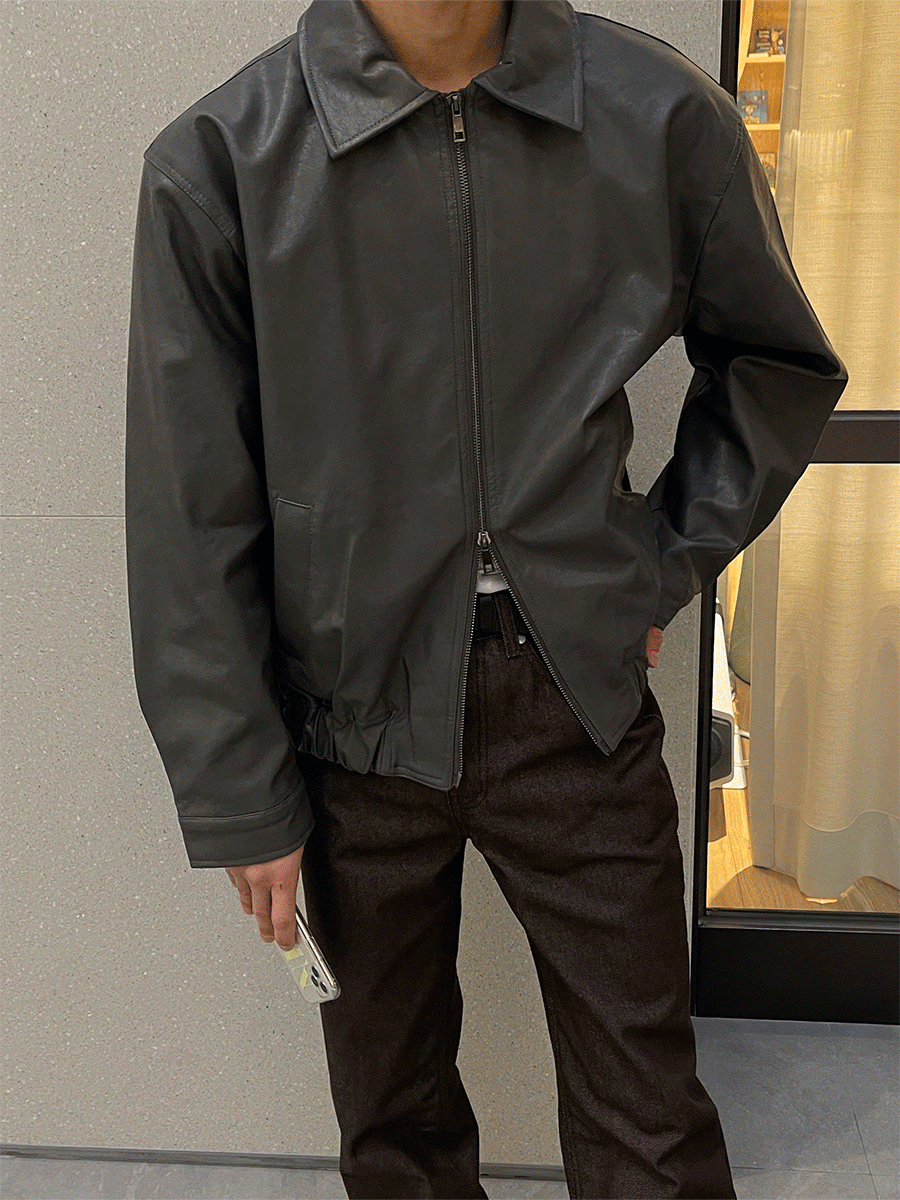 Doff leather blouson jacket