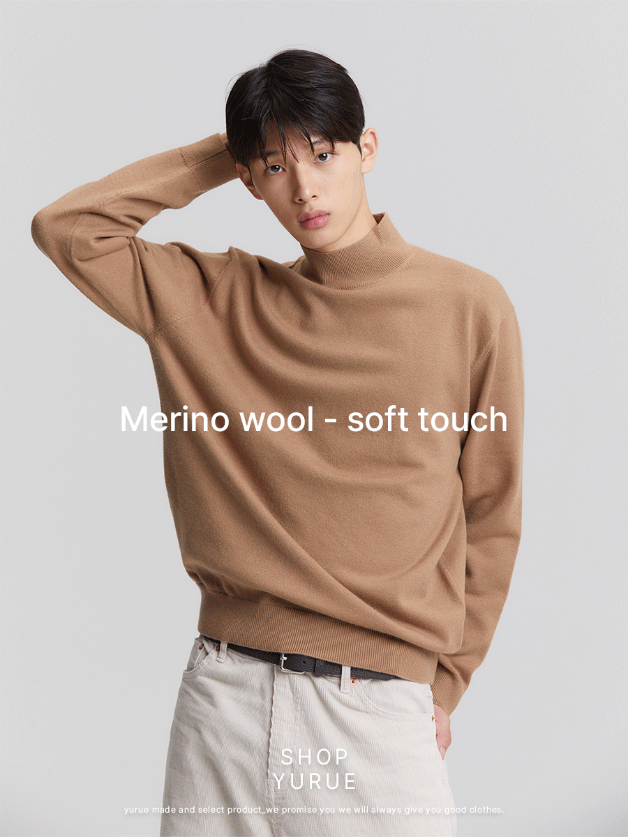[Merino wool] メリノウールタートルネックニット