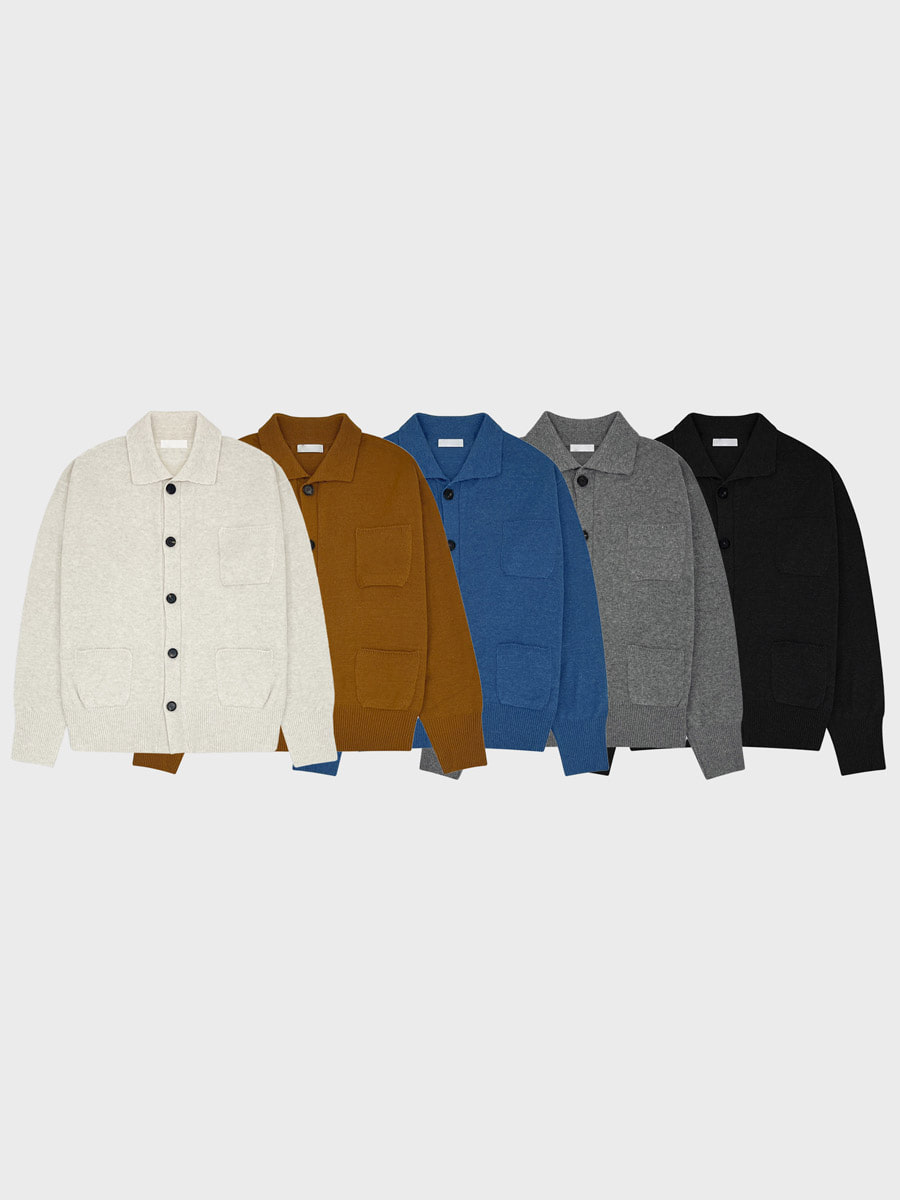 [Wool] Etae pocket collar cardigan (5color)