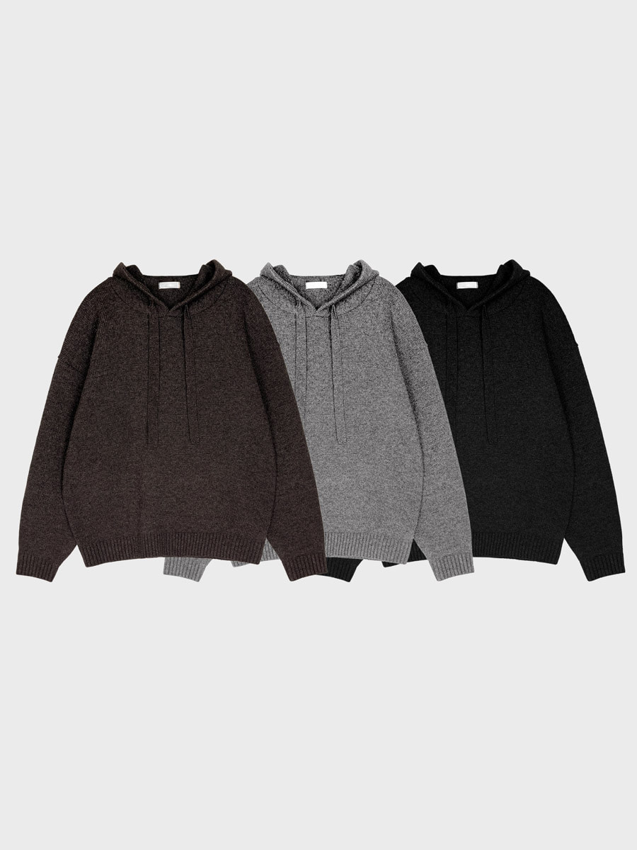 [Wool/ゆるいおすすめ] Loet knit hoody (3color)