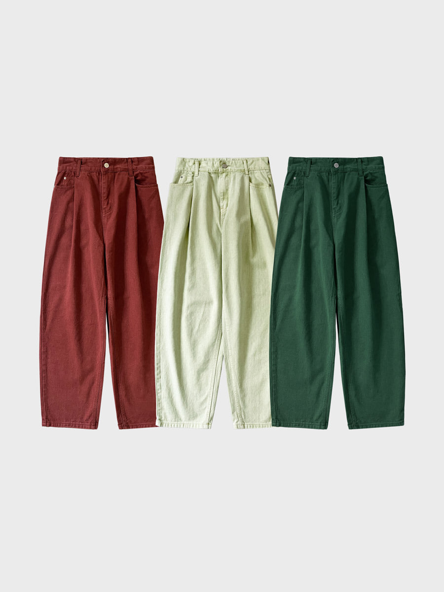 [ゆるいおすすめ] Gust one tuck color denim pants (3color)