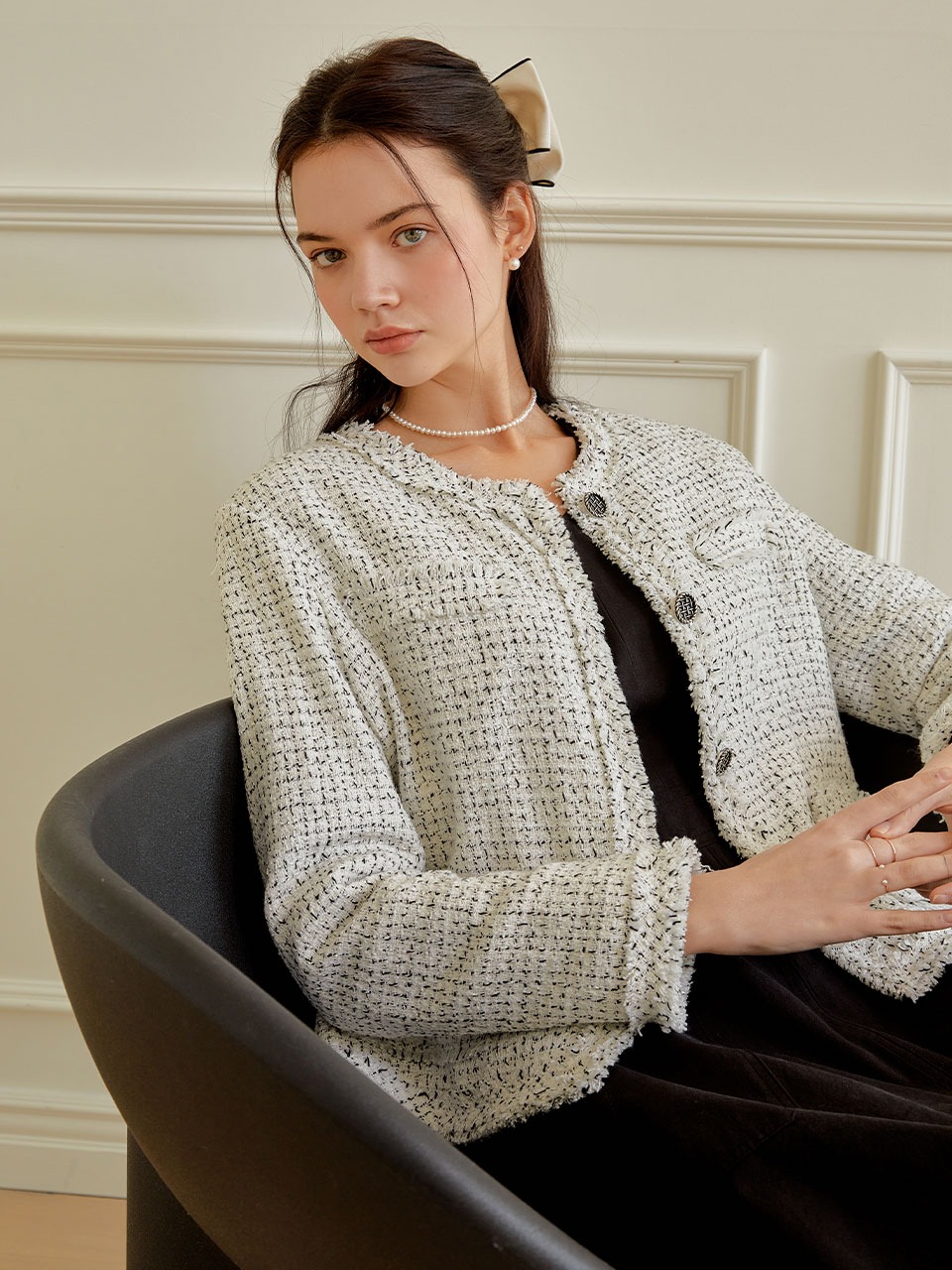 Grace tweed jacket (ivory)