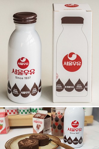 (정품) 서울우유 레트로 스텐 보온 보냉 (쵸코) 텀블러 / 350ml