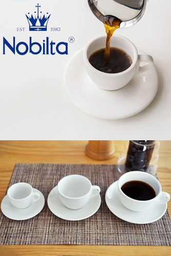 Nobilta 백자 도자기 커피컵 &amp; 잔받침 세트 / 3종류