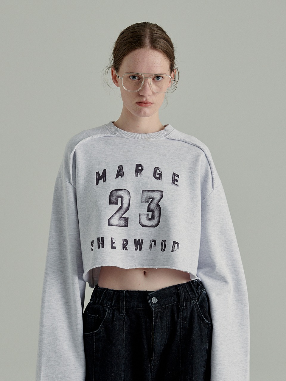 MARGE 23 CROP SWEATSHIRT_white melange