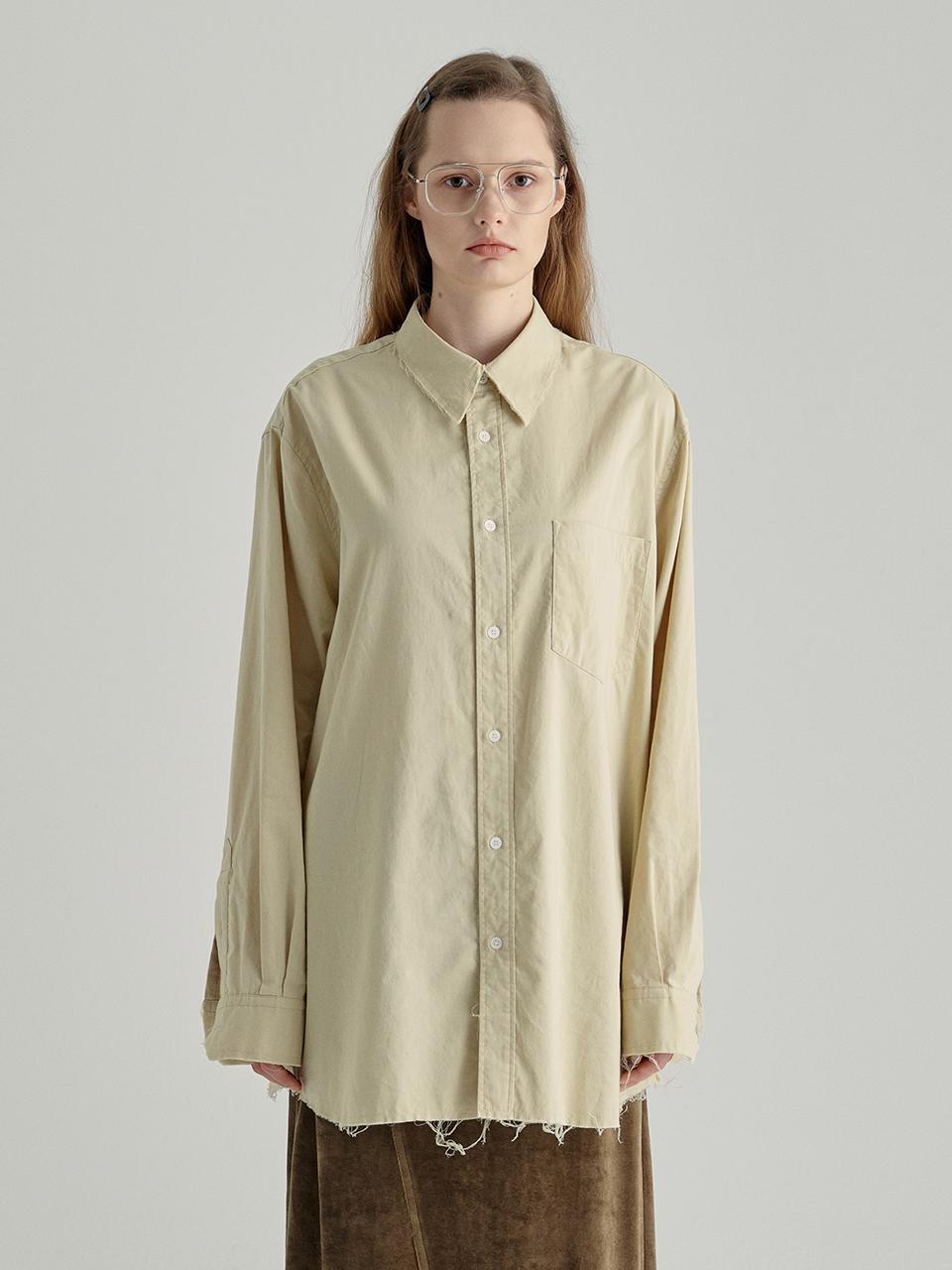 RAW-EDGE BOXY SHIRT_beige