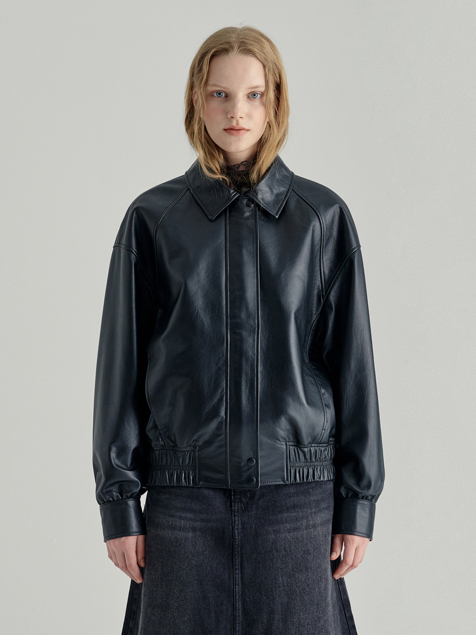 LEATHER BLOUSON_black