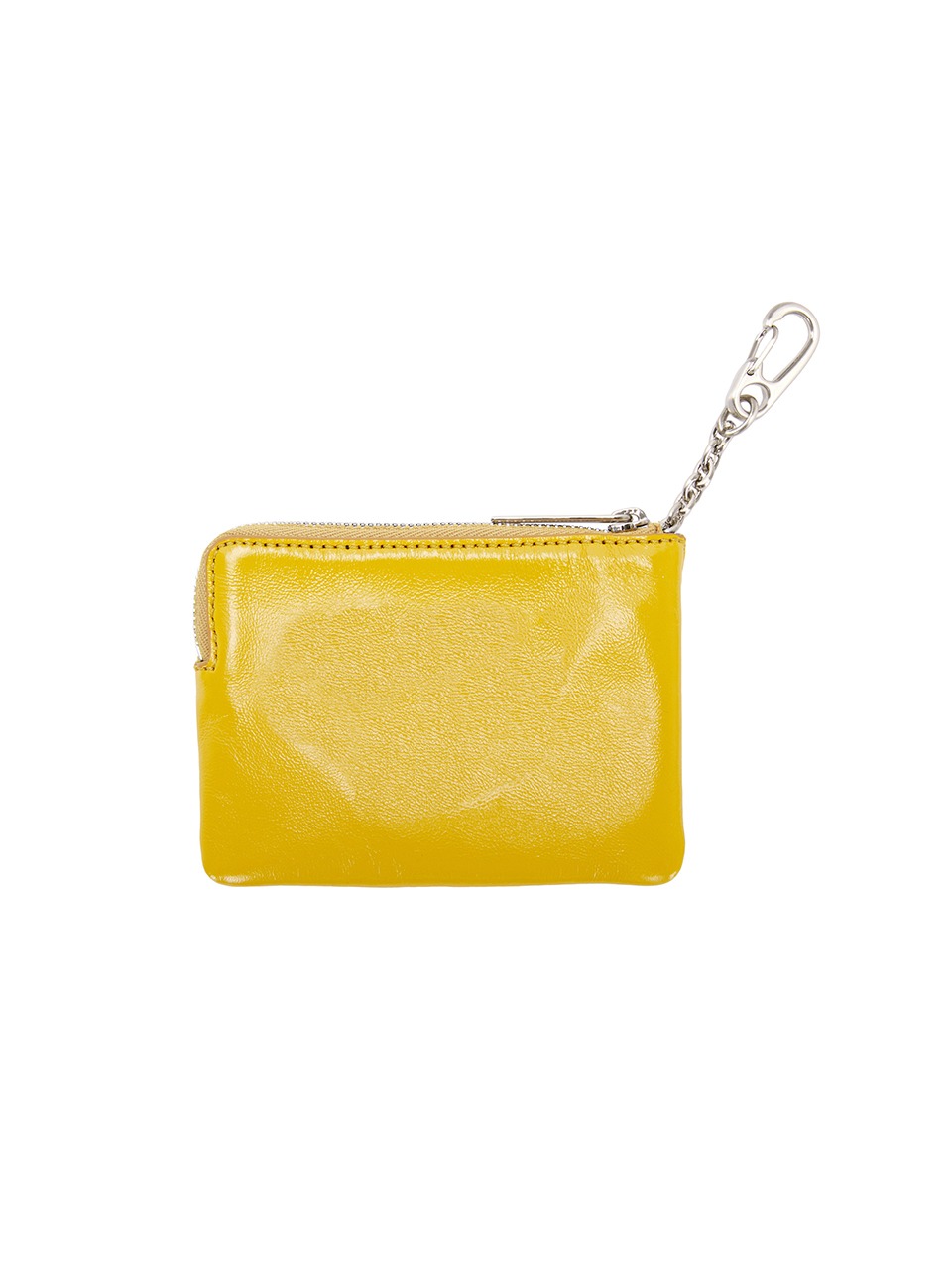 HEART ZIPPER WALLET_yellow glossy plain