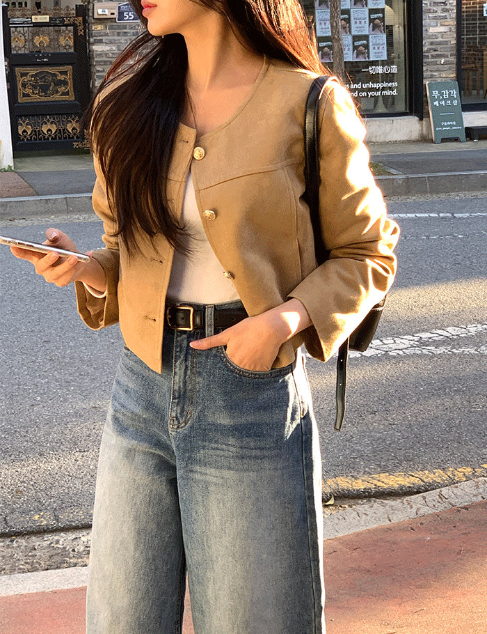 [당일배송] 스웨이드 금장 자켓 -jk *2color