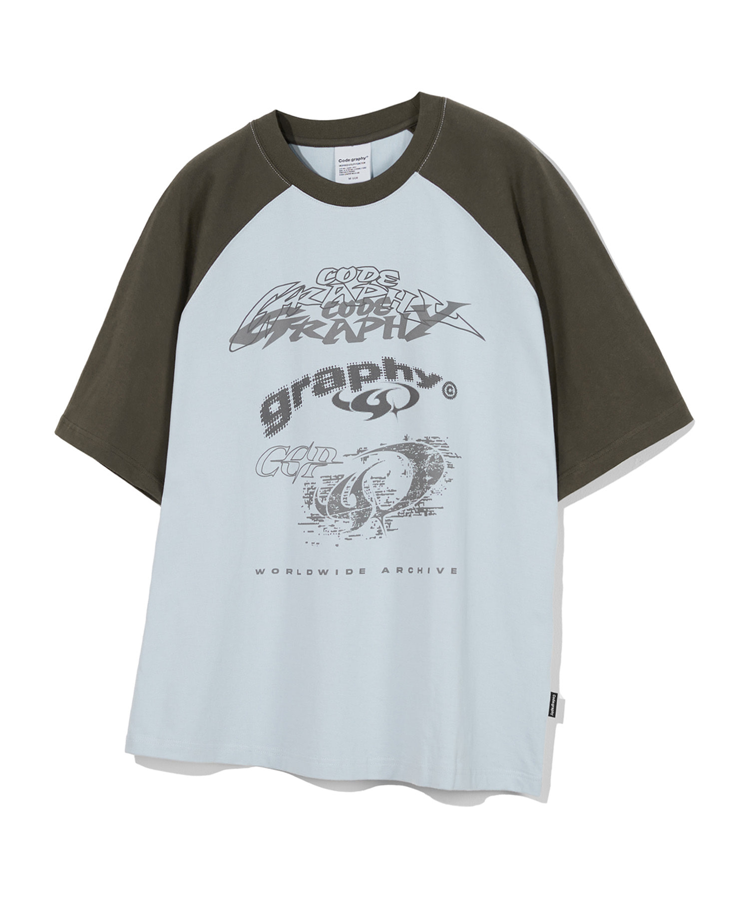 코드그라피 아트웍 래글런 반소매 티셔츠_스카이블루