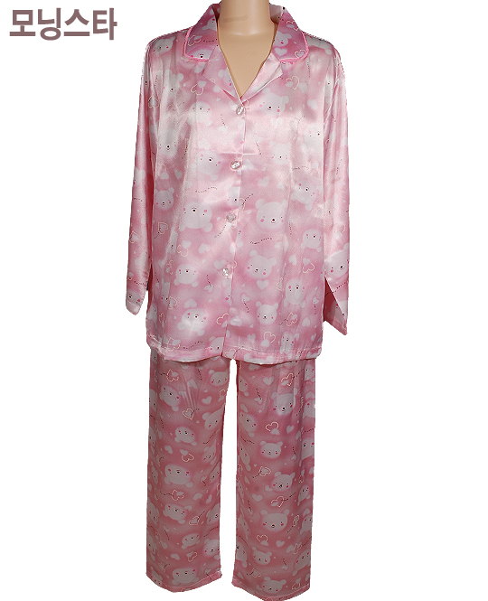 sw (모닝스타)(SA0403/GA2403)기본 페어스타일 곰돌이 하트 무늬 커플 잠옷상하세트