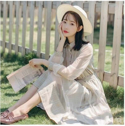 [해외] 여름 신상 여성의류 체크무늬망사원피스