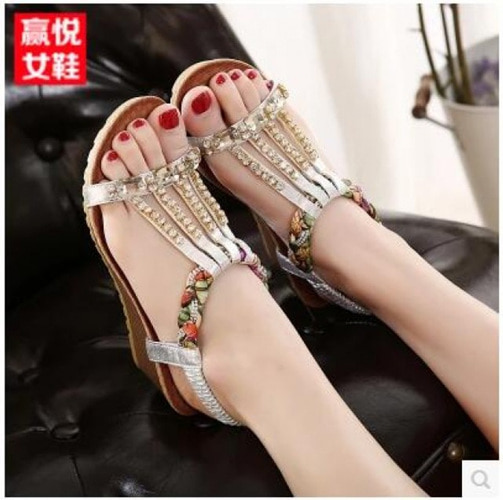 [해외] 여성 여름샌들 라인스톤 꽈배기 신발