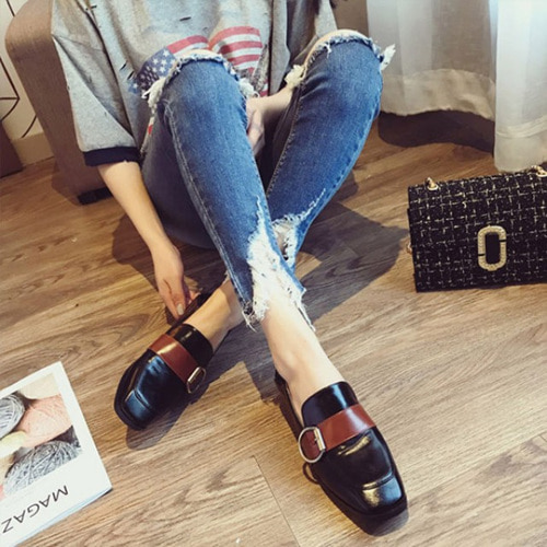 [해외] TOP신상 캐주얼 패션 여성 PU 청키힐 로퍼 슈즈 신발