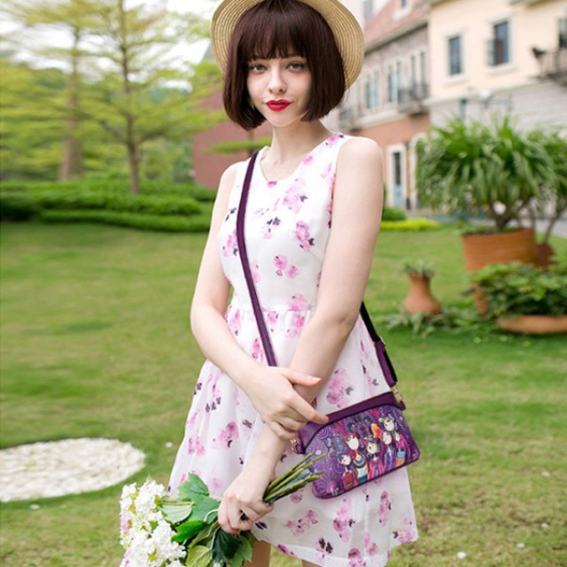[해외] TOP신상 패션 캐주얼 여성 복고풍 독창적인 청춘 꽃무늬 대용량 핸드백