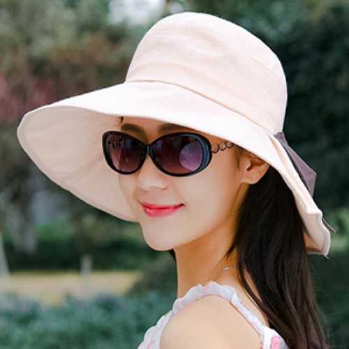 [해외] TOP신상 패션 캐주얼 여름 여성 비치 자외선 차단 모자 순색 큰챙 썬캡