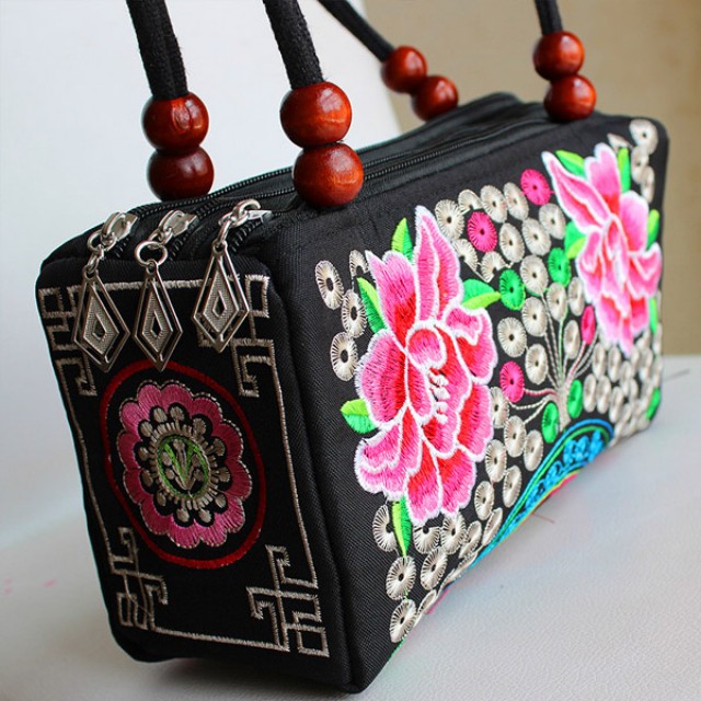 [해외] 패션 운남 소수민족 기념품 자수 핸드백(2개묶음 색상랜덤)