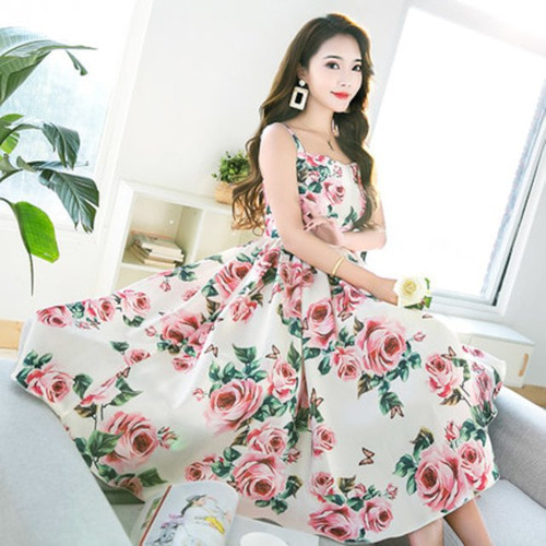 [해외] moonaaliisaa2018 큰 장미 패턴 원피스 드레스