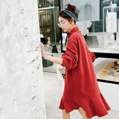 [해외] 2018 봄 로터스 패션 복고풍 세련된 느슨한 슬림 여성 드레스 스커트