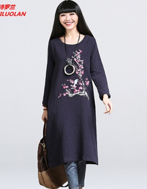 [해외] 여성 자수 중국 스타일의 자수 드레스