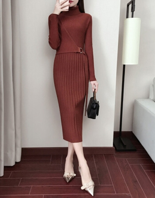 [해외] 2018년 봄 스웨터 여성 경작 넥 드레스 긴 소매 니트 스웨터 드레스 원피스