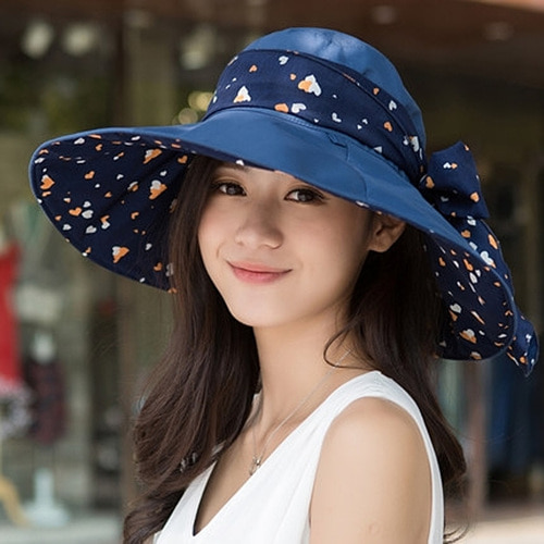 [해외]직구 자외선 차단 여성 페도라 왕 리본 모자