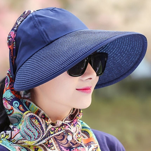 [해외]직구 여성 자외선 차단 해변 접이식 썬캡 모자