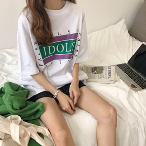 [해외]pr 스퀘어프레임 레터링 반팔 티셔츠(3COLOR)